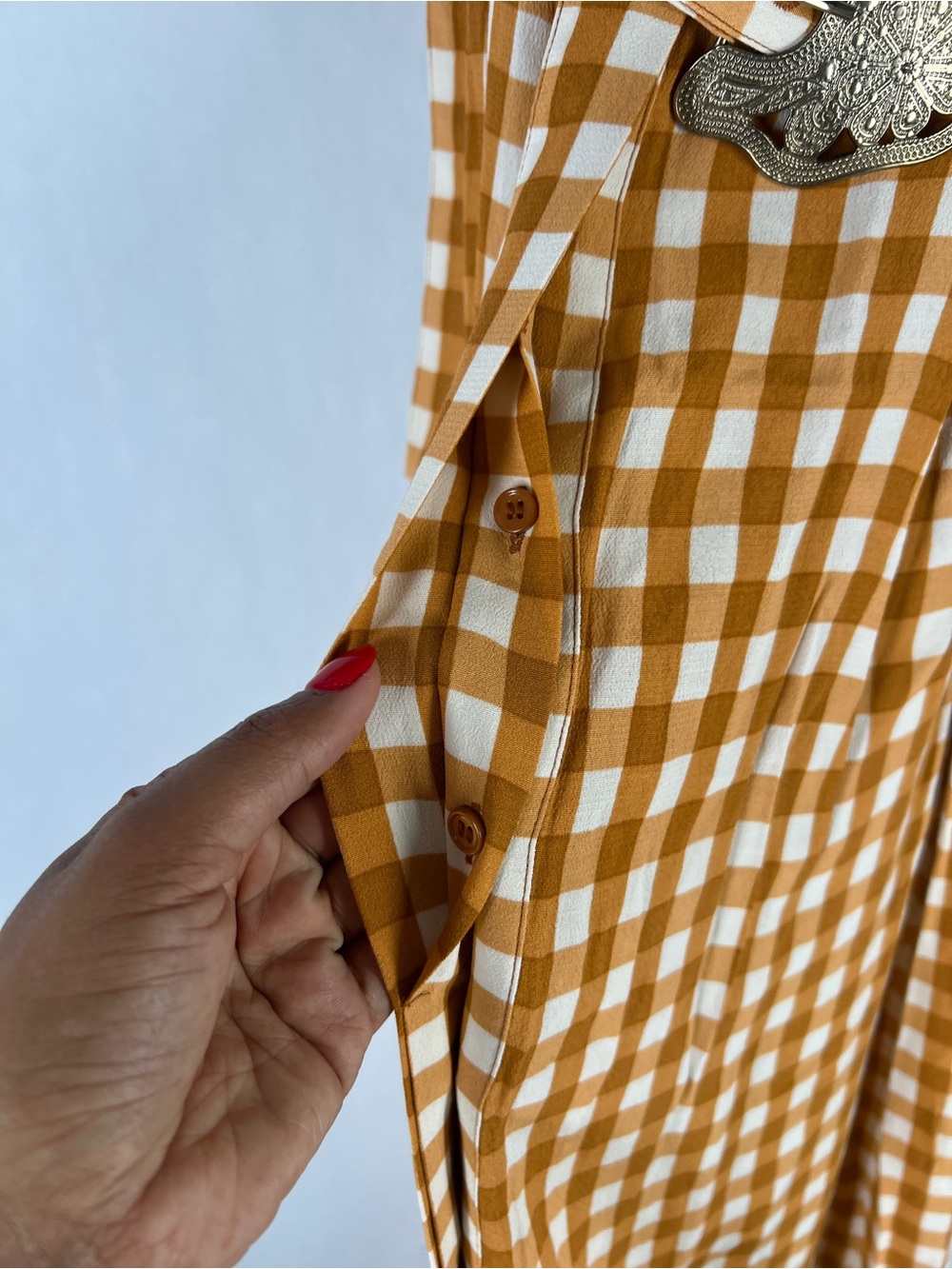 Uterqüe Mustard Gingham Maxi Dress - Picture 7 of 16